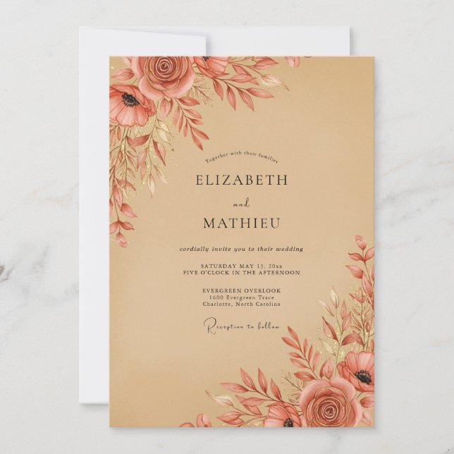 Terracotta Rustic Autumnal Wedding Invitation (Front)