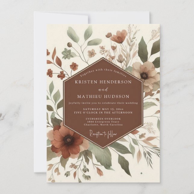 Terracotta Rustic Bloom Wedding Invitation (Front)