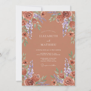 Terracotta Rustic Bloom Wedding Invitation