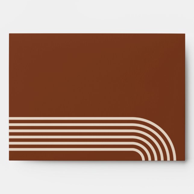 Terracotta Rustic Boho Arched Modern Wedding Envelope (Front)