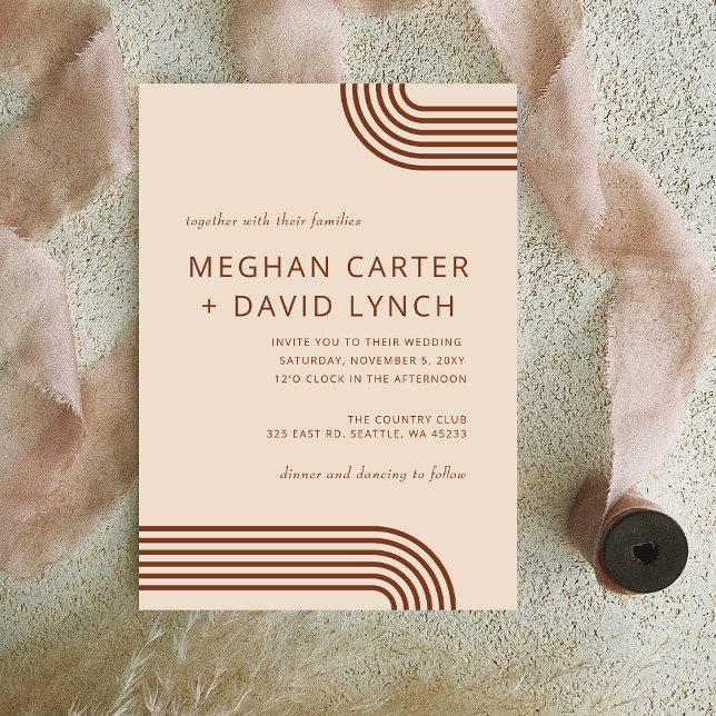 Terracotta Rustic Boho Arched Modern Wedding Invitation (Creator Uploaded)