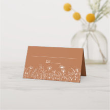 Terracotta Rustic Boho Wildflower Floral Place Car