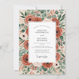 Terracotta Rustic Botanical Wedding Invitation