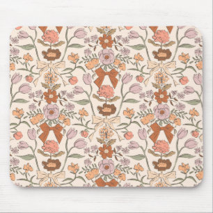 Terracotta Rustic Bows and Blossoms Mouse Mat