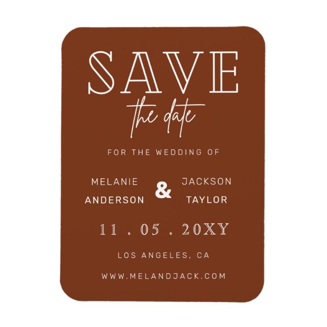 Terracotta Rustic Burnt Orange Boho  Save The Date Magnet (Vertical)