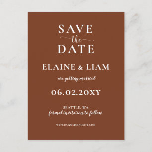 Terracotta Rustic Burnt Orange Save The Date Announcement Postcard