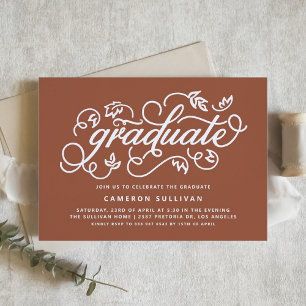 Terracotta Rustic Calligraphy Graduation Party Invitation