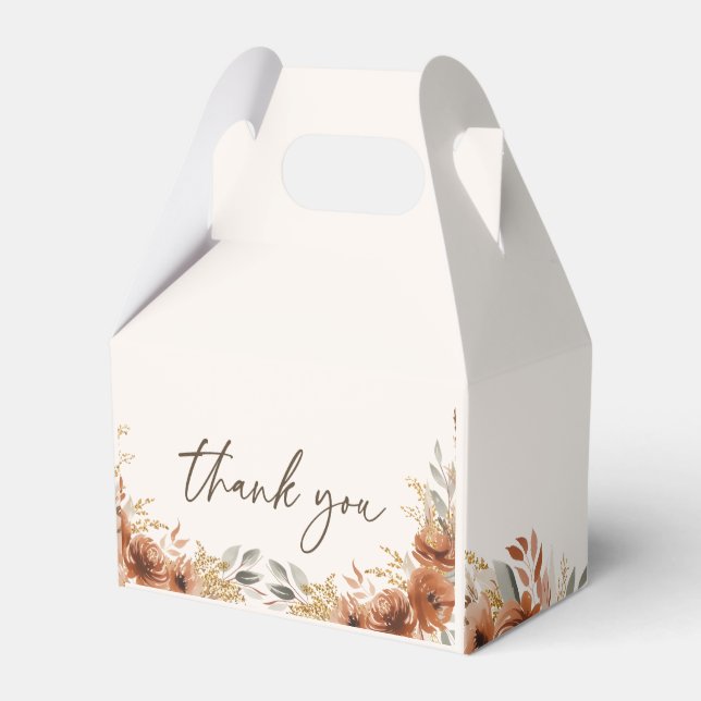 Terracotta Rustic Fall Floral Wedding Thank you  Favour Box (Front Side)