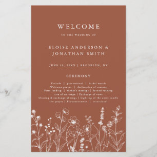 Terracotta Rustic Fall Wildflower Wedding Program