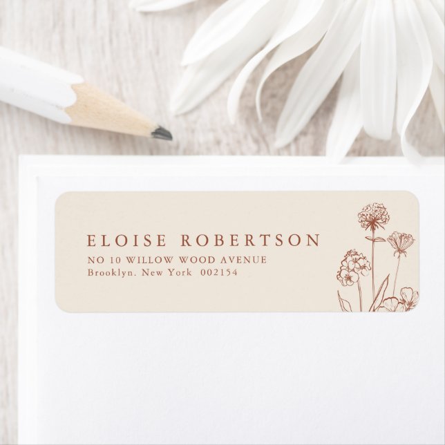 Terracotta Rustic Floral Fall Wildflower  Address (Insitu)