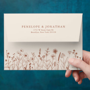 Terracotta Rustic Floral Fall Wildflower Wedding Envelope