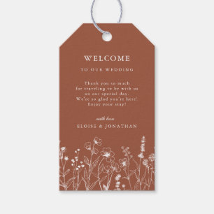 Terracotta Rustic Floral Fall Wildflower Wedding Gift Tags