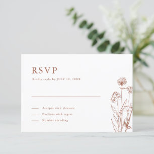 Terracotta Rustic Floral Fall Wildflower Wedding RSVP Card