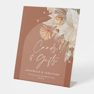 terracotta rustic wedding cards & gifts pedestal sign