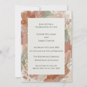 Terracotta & Sage Abstract Floral Invitation