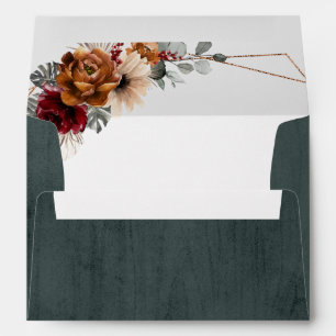 Terracotta Sage Burgundy Floral Geometric Wedding Envelope