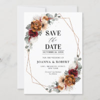 Terracotta Sage Burgundy Floral Geometric Wedding