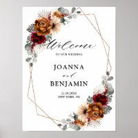 Terracotta Sage Burgundy Geometric Wedding Welcome