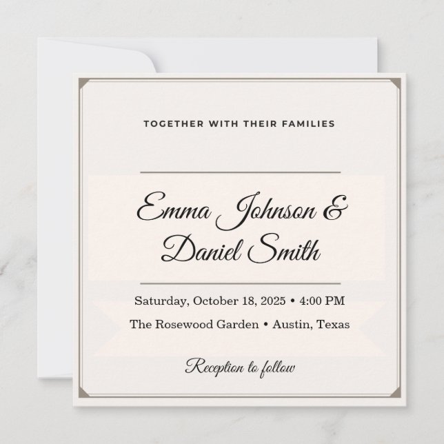 Terracotta & Sage Minimalist Wedding Invitation |  (Front)