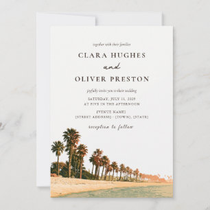 Terracotta Sage Script Malibu Palm Coast Wedding Invitation