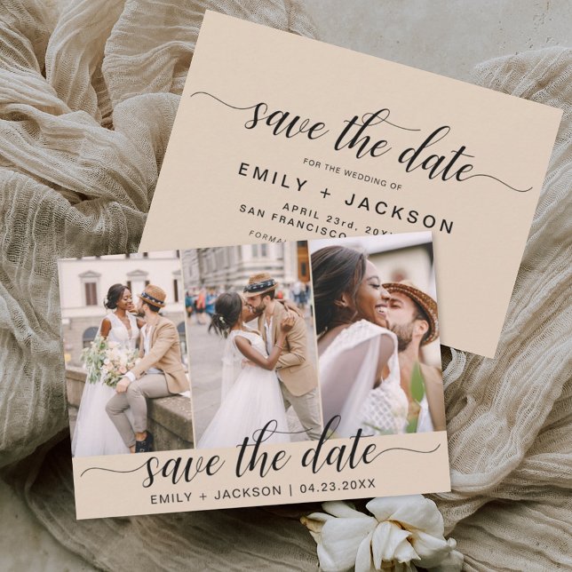 Terracotta Save the Date 3 Photo Elegant Modern (Creator Uploaded)