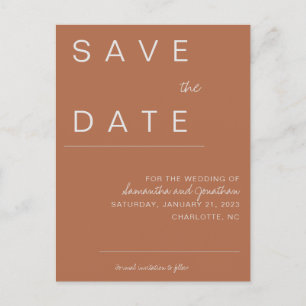 Terracotta Save the Date Announcement Postcard