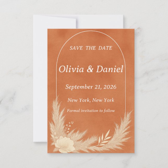 Terracotta Save the Date Card (Front)