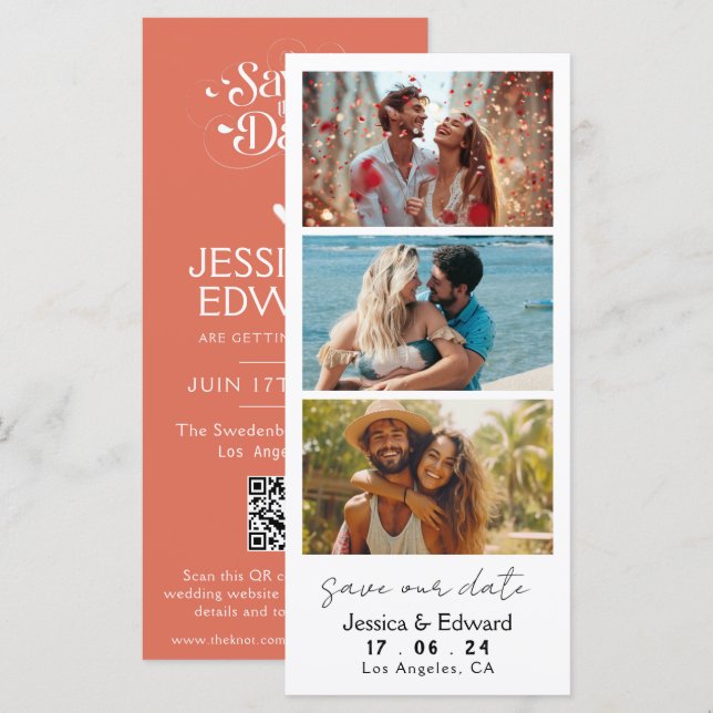Terracotta Save The Date Photo Booth Qr Code (Front/Back)