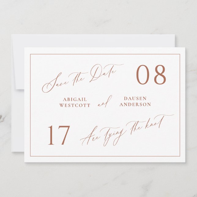 Terracotta Save the Date Wedding Announcement (Front)