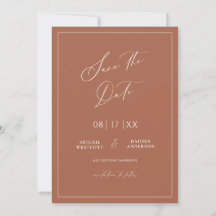 Terracotta Save the Date Wedding Announcement