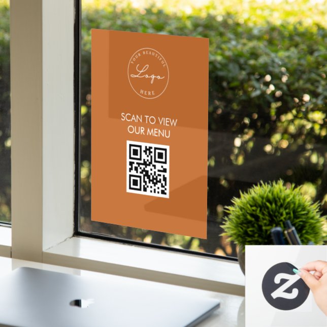 Terracotta Scan Me QR Code Price List Menu Sign  (Office)