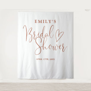 Terracotta Script Bridal Shower Photo Backdrop Tapestry