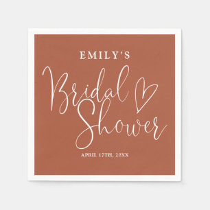 Terracotta Script Calligraphy Bridal Shower Napkin