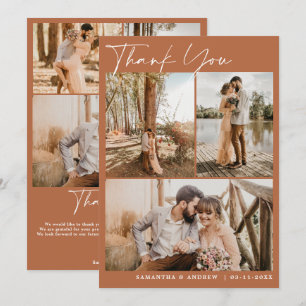 Terracotta script chic 6 photos wedding thank you