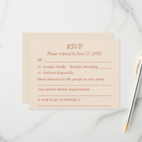 Terracotta Script Guest Choices Wedding RSVP Card
