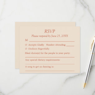 Terracotta Script Guest Choices Wedding RSVP Card