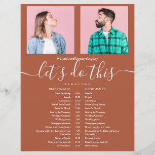 Terracotta Script Photo Wedding Schedule Timeline
