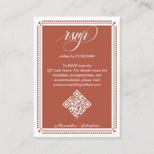 Terracotta Script RSVP Online QR Code Wedding Enclosure Card