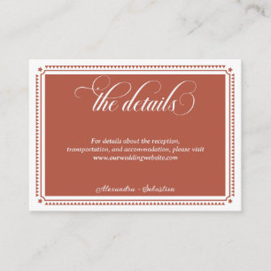 Terracotta Script Rustic Western Wedding Details Enclosure Card