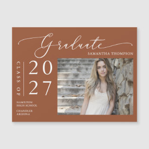Terracotta Script School Graduate Photo Magnet