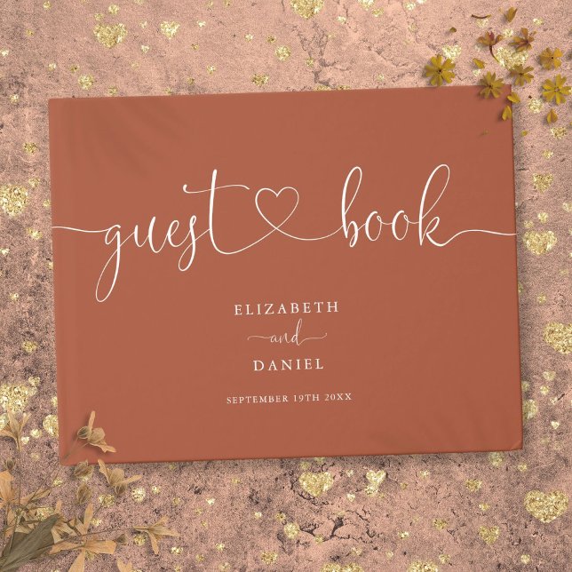 Terracotta Script Script Wedding Guest Book (Terracotta Script Script Wedding Guest Book)