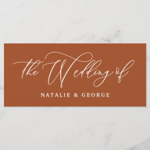 Terracotta script the wedding of sign menu