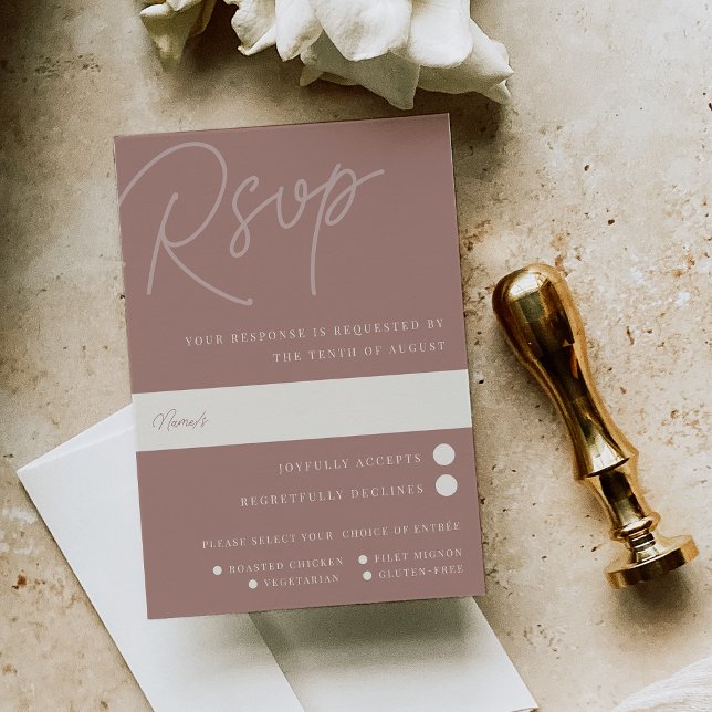 Terracotta | Script Watermark Meal Choice RSVP Card (Creator Uploaded)