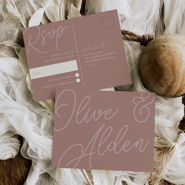 Terracotta | Script Watermark RSVP Postcard (Creator Uploaded)