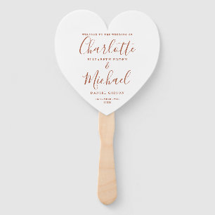 Terracotta Script Wedding Ceremony Heart Hand Fan