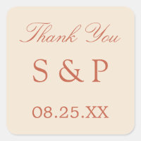 Terracotta Script Wedding Favour Sticker