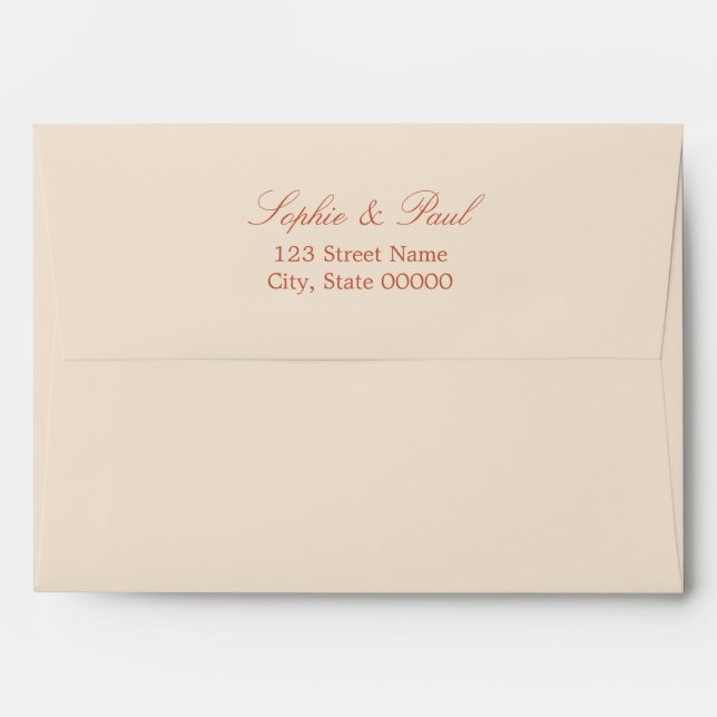 Terracotta Script Wedding Invitation Envelope (Back (Top Flap))