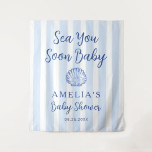Terracotta Sea You Soon Beach Baby Shower Tapestry
