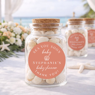 Terracotta Sea You Soon Thank You Baby Shower Classic Round Sticker