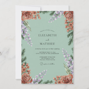 Terracotta Seafoam Vine Wedding Invitation